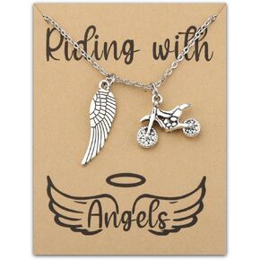 Zuo Bao Motorcycle Memorial Jewelry Memorial for Brother Dad Husband Sympathy Gift Riding with Angels Bracelet with Wing Car Truck Memorial