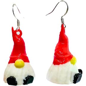 Santa Gnome Earrings - Cute Holiday Resin Drop Dangle Earrings