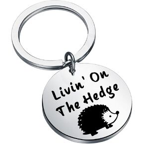 HOLLP Hedgehogs Gift Woodland Animals Jewelry Livin' on the Hedge Keychain for Animal Lover