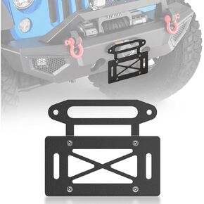 Universal Winch Mount License Plate Frame Compatible with 10" Hawse Fairlead, Front License Holder Bracket Relocation, Bumper Winch Mounting, Fits Most Off-Road Cars, Trucks and SUVs