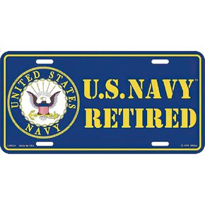 EE, Inc. License Plate - USN U.S. Navy - United States Navy Retired Eagle Seal Logo