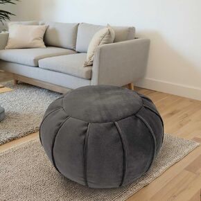 Louis Donné Unstuffed Pouf Ottoman Cover Footstool Super Soft Small Beam Bag Cover Foot Rest Thick Ripstop Fabric Round Storage Camping pet Sleeping Washable Home Decor Grey(Only Cover)