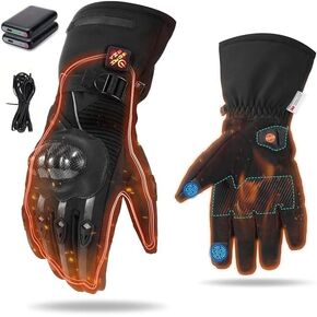 Heated Gloves for Men Women, Heated Motorcycle Gloves with 3 Temperature Levels Waterproof Gloves Windproof Gloves Touchscreen Gloves Heated Gloves for Outdoor Cycling Skiing Hiking