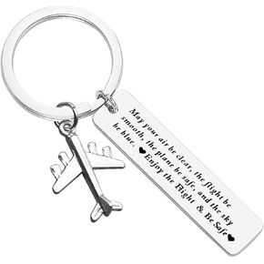 Pilot Gift Fly Safe Keychain Flight Attendant Traveling Gifts May Your Air Be Clear The Flight Be Smooth The Plane Keep Safe Keyring Birthday Christmas Jewelry Gift for Airplane passenger Aviation