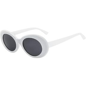Clout Goggles Oval Mod Retro Vintage Sunglasses Round Lens, White
