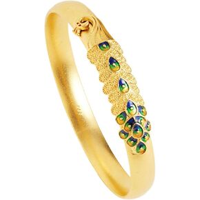 Fashion Peacock Bangle 18K Gold Plated Animal Pattern Chunky Bracelet