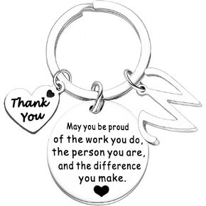 Nimteve Initial Thank You Gifts For Women Men Keychain for Coworker Boss Teacher Leaving Going Away Farewell Retirement Gift