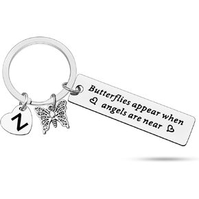Heigebi Sympathy Gifts for Loss of Son Dad Mom Brother Butterfly Memorial Keychain Remembrance Gift Letter A-Z Keychains