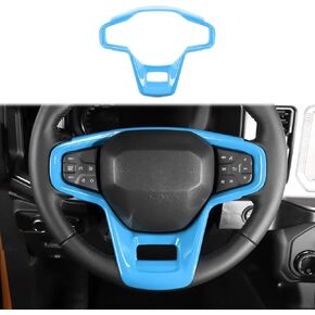 for Ford Bronco 2021 2022 + Interior Steering Wheel Panel Cover Compatible with Ford Bronco 2021 2022+ (ABS,1PC,Red)