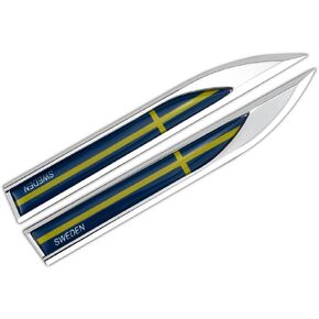 1 Set Swedish Flag Sweden Cross Logo Car Fender Side Left and Right Metal Sticker Decal Emblem Badge for SAAB