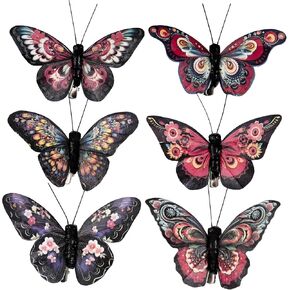 Cartanfill-Artificial Butterfly Decorations Set, 12 Pieces, 6 Colors, Clip for Home, Wedding, Party Decor