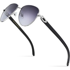 HEPIDEM 100% Really Buffalo Horn Handmade Sun Glasses for Men New Round Luxury Buffs Sunglasses