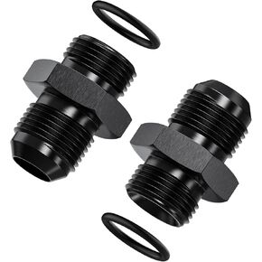 2Pcs 10AN Male to 10AN ORB Male Flare Fitting Adapter with O-Ring, Straight Black Hard Aluminum Hex Anodized Connector, Automotive Accessories Suitable for Vehicle Fuel Oil Line Modification