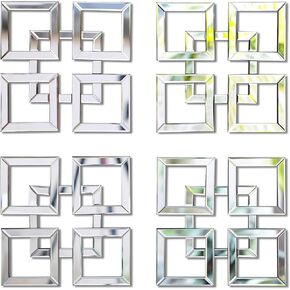 مرايا حديثة لديكور الحائط - بريق الماس المكسر المزخرف بالكريستال للتعليق على الحائط ثلاثي الأبعاد لبيت المزرعة لتزيين غرفة الطعام والمكتب والمطبخ (2، مربع) in Kuwait