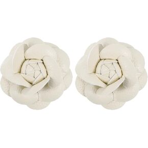 PATIKIL Flower Hair Clips, Camellia Hairpin Floral Brooches Pin Handmade Leather Flower Brooch for Lady Bridal Women Hat Dress Shirt
