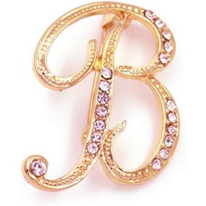 vmcoatdu Women A-Z Initial Pins 26 Letters Pins Gold Plated Metal Brooches Clear Crystal Rhinestone Brooch Breastpin Badge
