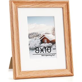 22x28 Picture Frame with Mat for 18x24 Photo Frame, Rustic Solid Wood Picture Frame, High Definition Plexiglass, Vertical and Horizontal Display, Wall Hook Hanging Hardware Included, Natural