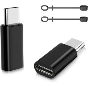 TiMOVO Adapter for Lightning Female to USB C Male Adapter, 2 Pack Adapter for USB-C to Lightning Adapter, Charge & Data Sync for iPhone 15/16 Pro Max Plus, iPad Pro/Air, Not for Audio/OTG, Black