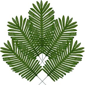 5pcs Palm Leaves Artificial Greenery Bulk Stems Tropical Hawaiian Decor Faux Tree Branches 21" Long Plastic Plants Sun-Resistant Indoor Outdoor Luau Wedding Decoration