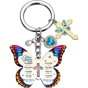 Christian Butterfly Gifts for Women Religious Faith Based Inspirational Bible Verse Keychain Gift for Daughter Sister