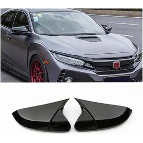 2Pcs Side Mirror Cover Caps Rearview Cover ABS Ox Horn Door Side Mirror Trim Cover For Honda Civic 10th Gen 2016-2021 (Glossy Black)