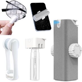 Upgrade 2in1 Glasses Cleaner Eyeglasses Clean Travel Kit Lens Screen Cleaning Mist Spray for Phone Laptop LCD Monitor iPad Car Touchscreen, Microfiber Cleaning Cloth Brush Gift for Men Women