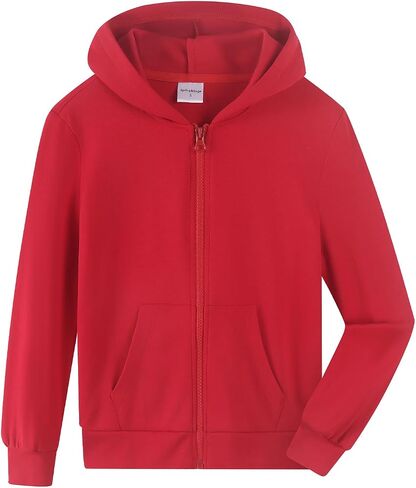 Spring&Gege Boys Lightweight Full Zip Hoodies Long Sleeve Hooded Sweatshirt (5-14 Years) in Kuwait