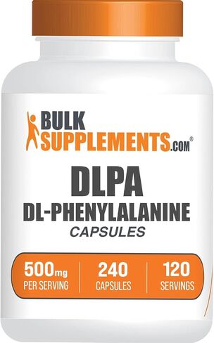 BulkSupplements.com DL-Phenylalanine Capsules - DLPA Capsules, DL-Phenylalanine 500mg - DLPA Supplements, Gluten Free - 2 Capsules per Serving, 240 Capsules (Pack of 1) in Saudi Arabia