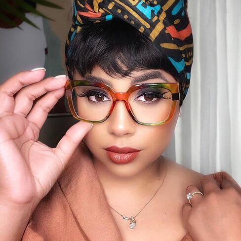 Zeelool Floral Oversized Thick Square Blue Light Blocking Glasses for Women 100% UV400 Protection Reeves ZOP02129 in Saudi Arabia