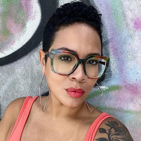 Zeelool Floral Oversized Thick Square Blue Light Blocking Glasses for Women 100% UV400 Protection Reeves ZOP02129 in Saudi Arabia