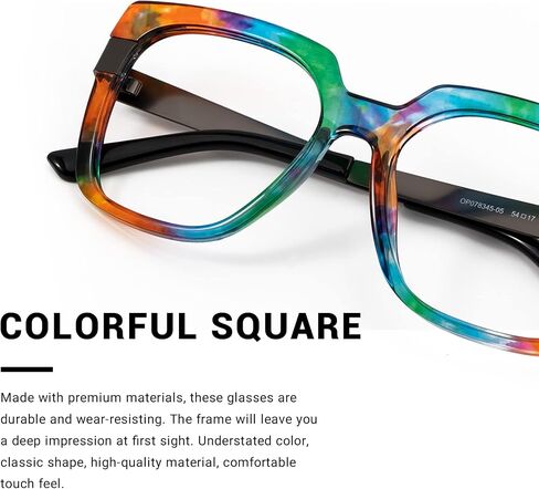 Zeelool Floral Oversized Thick Square Blue Light Blocking Glasses for Women 100% UV400 Protection Reeves ZOP02129 in Saudi Arabia