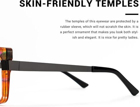 Zeelool Floral Oversized Thick Square Blue Light Blocking Glasses for Women 100% UV400 Protection Reeves ZOP02129 in Saudi Arabia