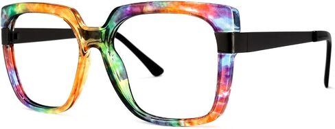 Zeelool Floral Oversized Thick Square Blue Light Blocking Glasses for Women 100% UV400 Protection Reeves ZOP02129 in Saudi Arabia