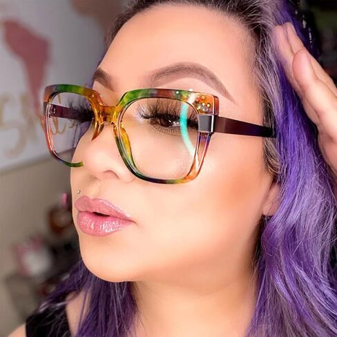 Zeelool Floral Oversized Thick Square Blue Light Blocking Glasses for Women 100% UV400 Protection Reeves ZOP02129 in Saudi Arabia