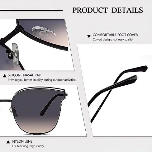 Trendy Cateye Aviator Gradient Sunglasses For Women Men Vintage Metal Sun Glasses in Kuwait