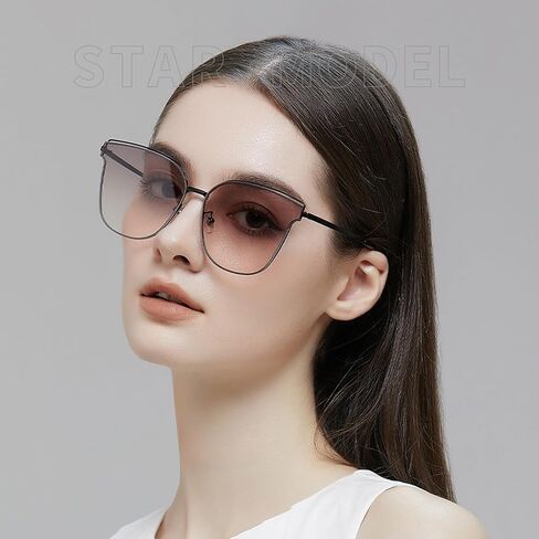Trendy Cateye Aviator Gradient Sunglasses For Women Men Vintage Metal Sun Glasses in Kuwait