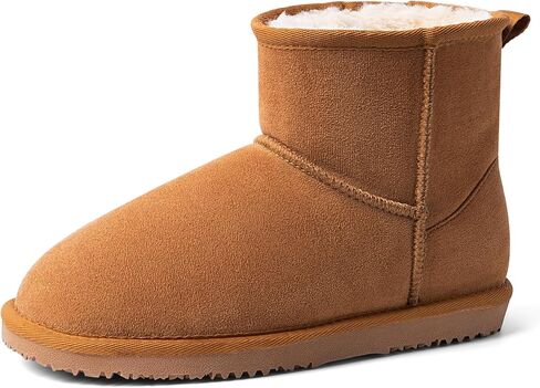 MUSSHOE Winter Boots for Women Classic Snow Boots Comfortable Cow Suede Leather Slip on Booties Fur Lined Warm Boots Waterproof in Kuwait