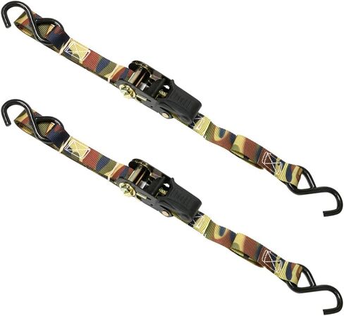 CargoLoc Premium Cam Buckle Tie Downs - 2 Pk - 12 Ft - 300 Lbs Load Cap - 900 Lbs Break Strength - Cargo Straps for Moving Appliances, Lawn Equipment, Motorcycles, etc. - ORANGE in Kuwait