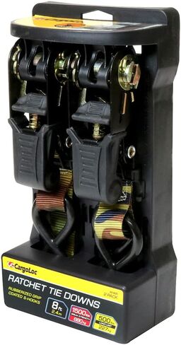 CargoLoc Premium Cam Buckle Tie Downs - 2 Pk - 12 Ft - 300 Lbs Load Cap - 900 Lbs Break Strength - Cargo Straps for Moving Appliances, Lawn Equipment, Motorcycles, etc. - ORANGE in Kuwait