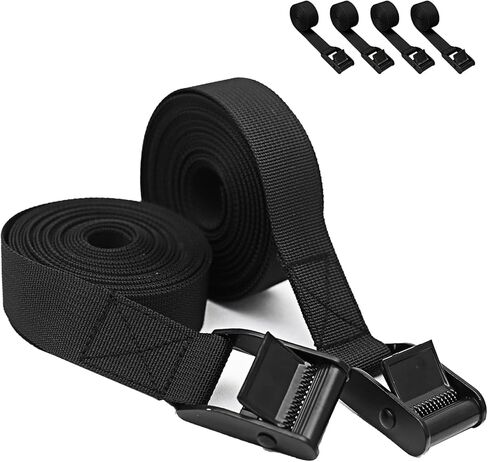 Rosemarie Cam Buckle Tie Down Straps, Heavy Duty Lashing Straps Secure Straps Cinch Ratchet Straps with Zinc Alloy Lock Buckle up to 700 lbs for Cargo, Luggage, Kayak,Truck Pack of 4Pcs (1" x 6.5Ft) in Kuwait