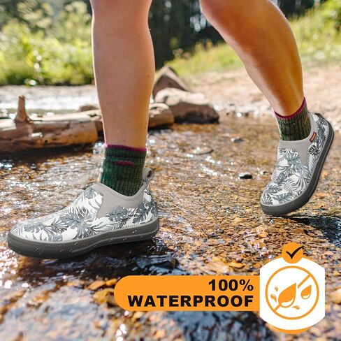 Showave Men's Deck Boots Rain Boots Waterproof Slip-on Low Cut Shoes, Non-Slip Rubber Boots, Lightweight Shoes Outdoor for Walk, Mud, Fishing, Gardening & Farming in Kuwait