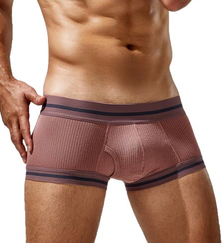 Men's Boxer Briefs Elastic Seamless Underwear Breathable Trunks Patchwork Underpants in Kuwait
