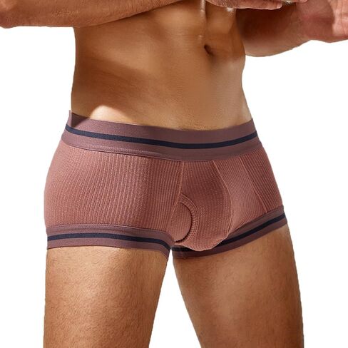 Men's Boxer Briefs Elastic Seamless Underwear Breathable Trunks Patchwork Underpants in Kuwait