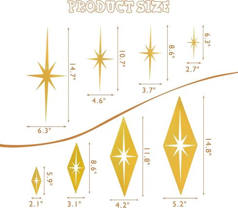 Mid Century Modern Elegance Wall Decor Cast Iron Starburst Wall Decor Atomic Stars Wall Hangings Wall Accents Easy Install Metal Wall Art for Home Office Room (C) in Saudi Arabia