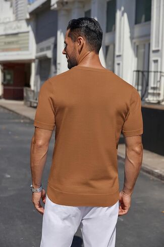 COOFANDY Men's Knit Henley Shirts Short Sleeve Casual Basic Tee Summer Button Soild T Shirts in Kuwait