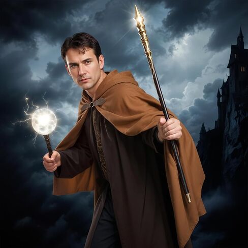 JIURUN 2025 NEW Halloween Costume Renaissance Cloak with Hood, Medieval Hobbit Hooded Velvet Cloak Cosplay Cape for Men Women in Kuwait