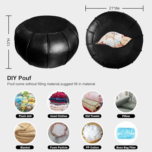 Louis Donné Unstuffed Pouf Ottoman Cover Footstool Super Soft Small Beam Bag Cover Foot Rest Thick Ripstop Fabric Round Storage Camping pet Sleeping Washable Home Decor Grey(Only Cover) in Saudi Arabia