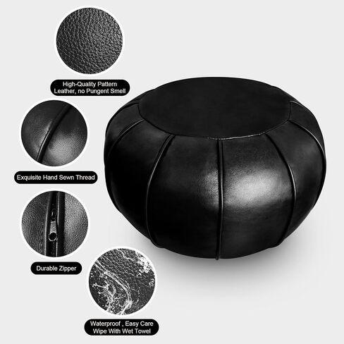 Louis Donné Unstuffed Pouf Ottoman Cover Footstool Super Soft Small Beam Bag Cover Foot Rest Thick Ripstop Fabric Round Storage Camping pet Sleeping Washable Home Decor Grey(Only Cover) in Saudi Arabia