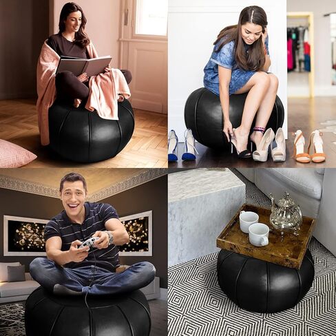 Louis Donné Unstuffed Pouf Ottoman Cover Footstool Super Soft Small Beam Bag Cover Foot Rest Thick Ripstop Fabric Round Storage Camping pet Sleeping Washable Home Decor Grey(Only Cover) in Saudi Arabia