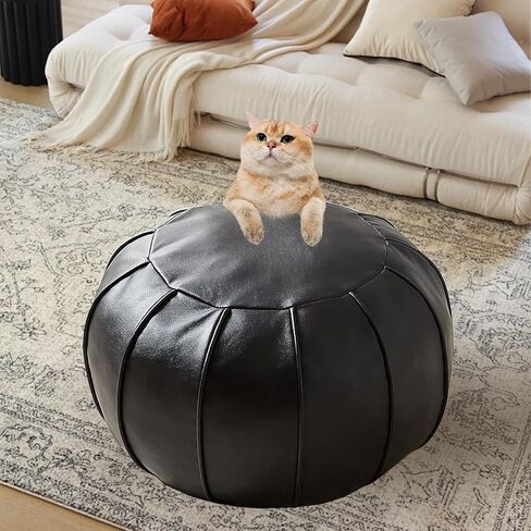 Louis Donné Unstuffed Pouf Ottoman Cover Footstool Super Soft Small Beam Bag Cover Foot Rest Thick Ripstop Fabric Round Storage Camping pet Sleeping Washable Home Decor Grey(Only Cover) in Saudi Arabia
